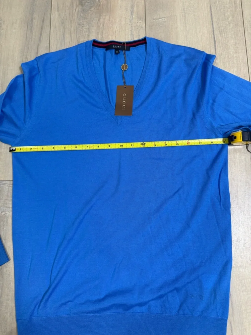 Gucci Men’s Bright Blue V-Neck Sweater
